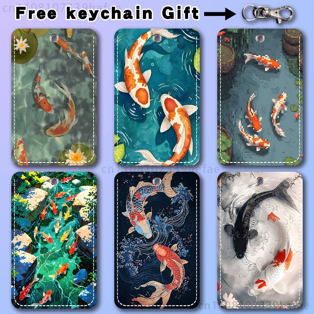 Leatherwork Art - Tempat Kartu Lukisan Ikan Koi untuk