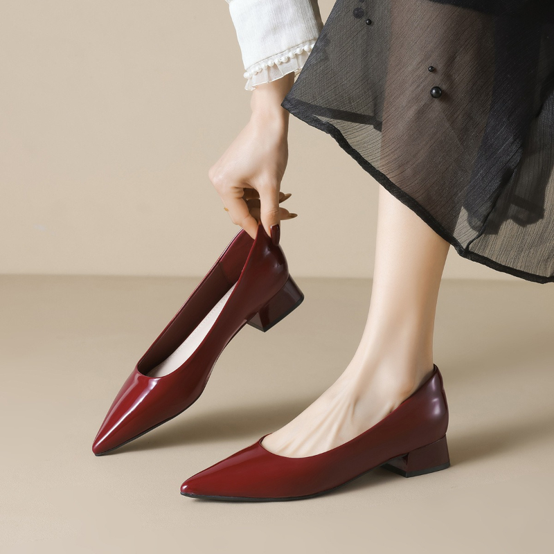 Leatherwork In French - Sepatu Tunggal Wanita Runcing Perancis Baru,