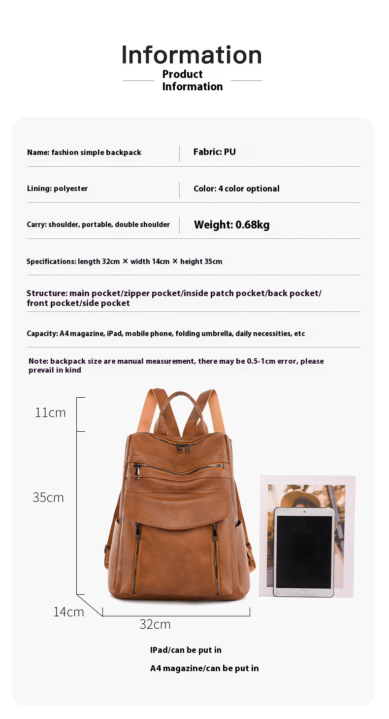 Ransel PU Laptop Kulit Keluara - Leather Work Womens Backpack ulasan dan harga