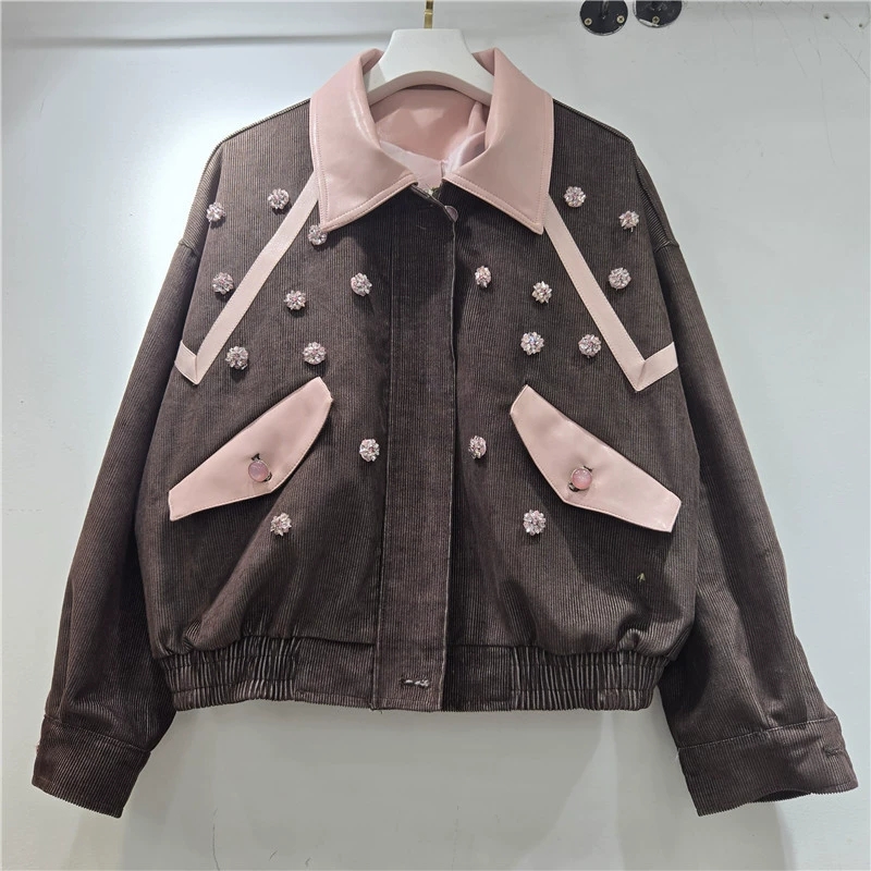 Jaket Corduroy Berhias Bunga M - Leatherwork Flowers ulasan dan harga