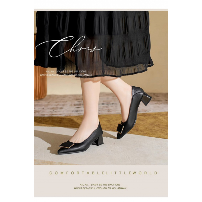Sepatu Pumps Hak Tebal Gaya Pr - Leatherwork In French ulasan dan harga