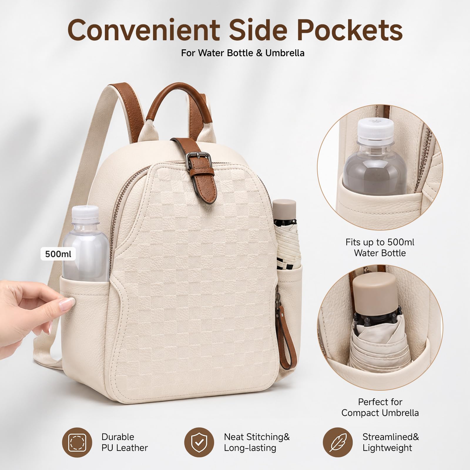 Ransel Kulit PU Kotak-kotak Ti - Leather Work Womens Backpack ulasan dan harga