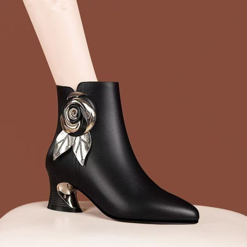 Sepatu Bot Musim Gugur Musim D - Leatherwork Flowers ulasan dan harga