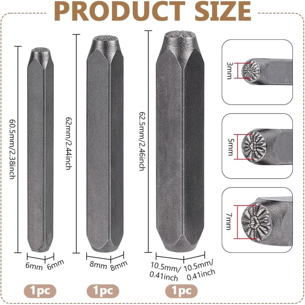 3 Buah Stempel Logam Desain Ha - Leatherwork Art ulasan dan harga